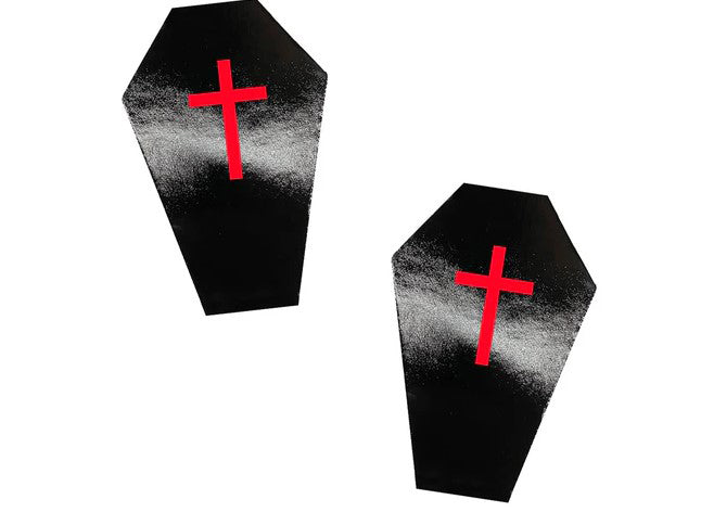 Neva Nude Dom Squad Wet Vinyl Coffin Nipple Cover Pasties, 2-Pack – Black