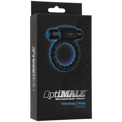 Doc Johnson Optimale Vibrating C Ring - Black - Multi-Function Silicone Ring