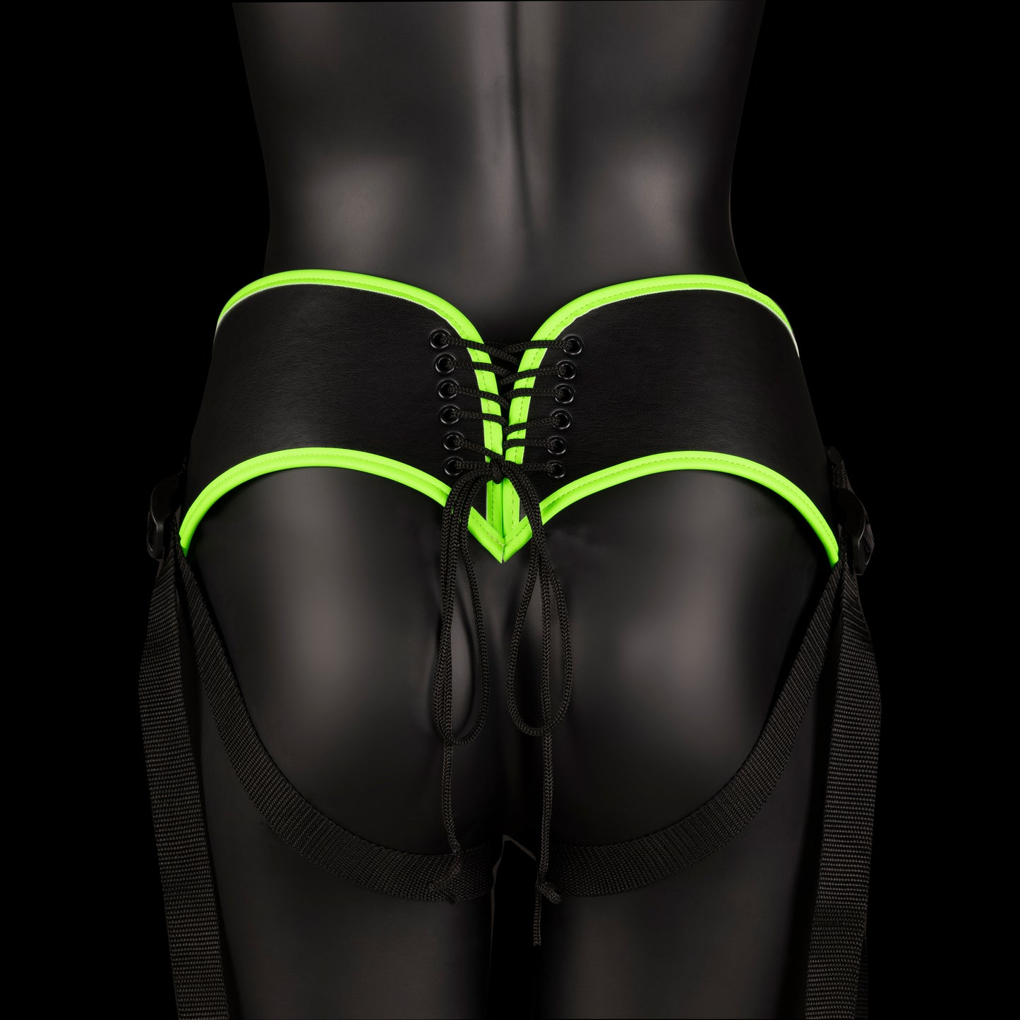 Bonded Leather Strap-on With Silicone Dildo 5.7 Inch - Glow in the Dark