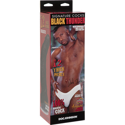 Doc Johnson Black Thunder 12 Inch Realistic Cock with Removable Suction Cup - Brown