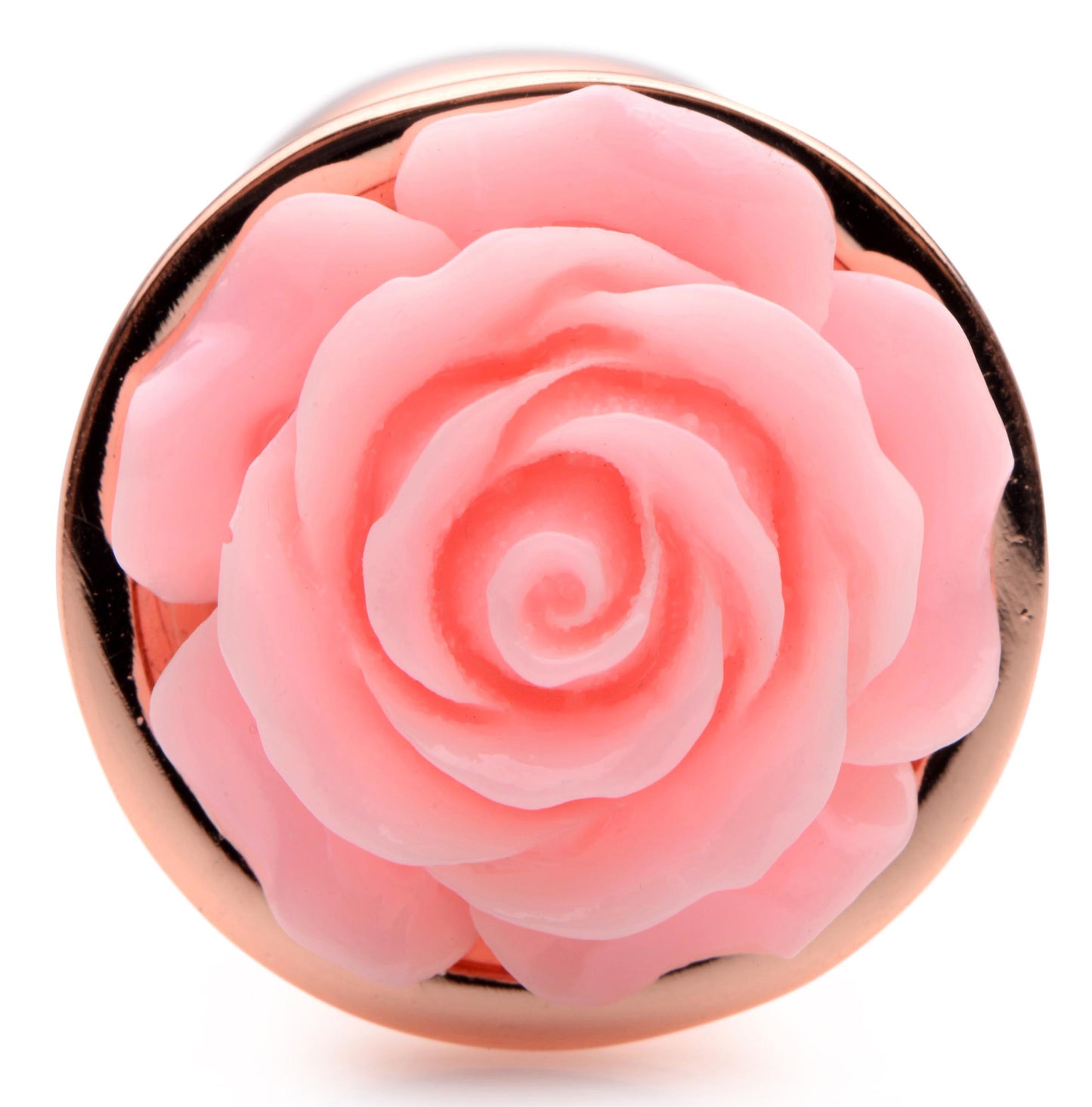 XR Brands Pink Rose Gold Anal Plug - Small - Nickel-Free Aluminum - Temperature Play
