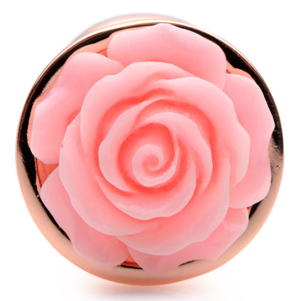 XR Brands Pink Rose Gold Anal Plug - Small - Nickel-Free Aluminum - Temperature Play