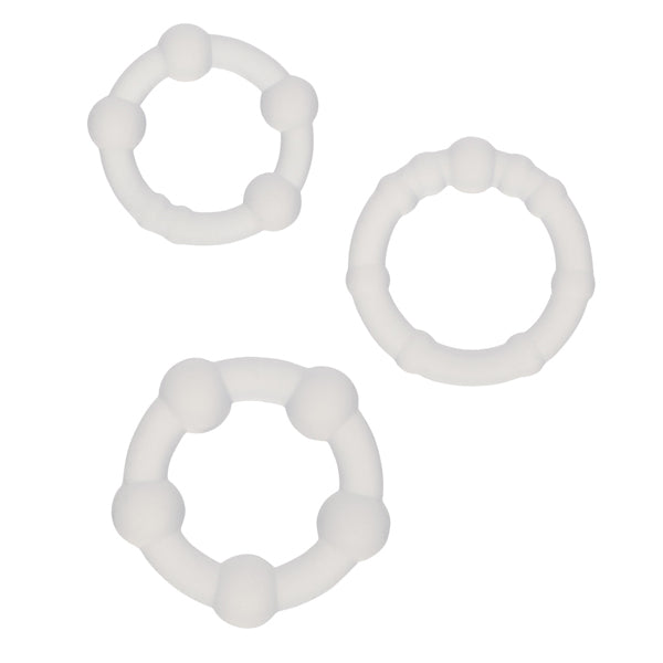 CalExotics Alpha Liquid Silicone Beaded Rings – Clear – Set of 3 Enhancers