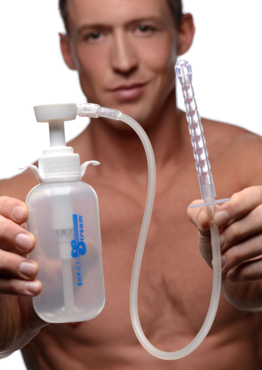 XR Brands Pump Action Enema Bottle with Nozzle - Clear