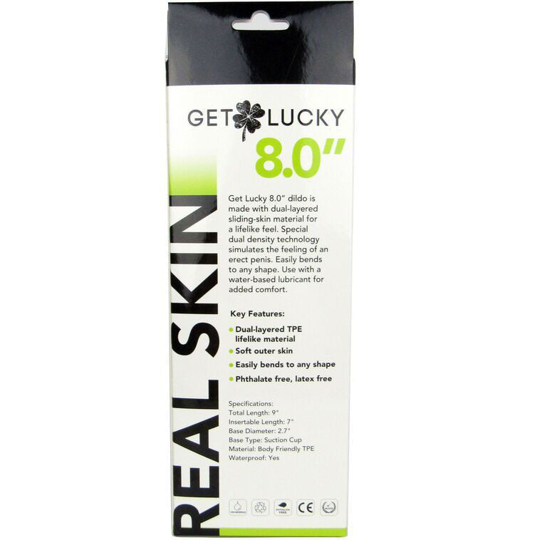 Real Skin 8" Dual Layer Dildo - Light Brown - Realistic, Waterproof, Bendable