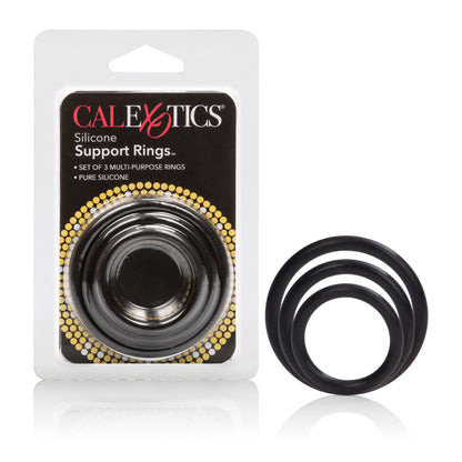 CalExotics Silicone Support Rings Set - Black - Erection Enhancers