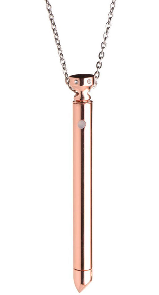 XR Brands 7x Vibrating Necklace - Rechargeable Vibrator with 7 Vibration Patterns - Rose Gold