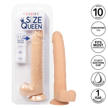 CalExotics Size Queen 10-Inch Realistic Dildo with Suction Cup Base – Ivory