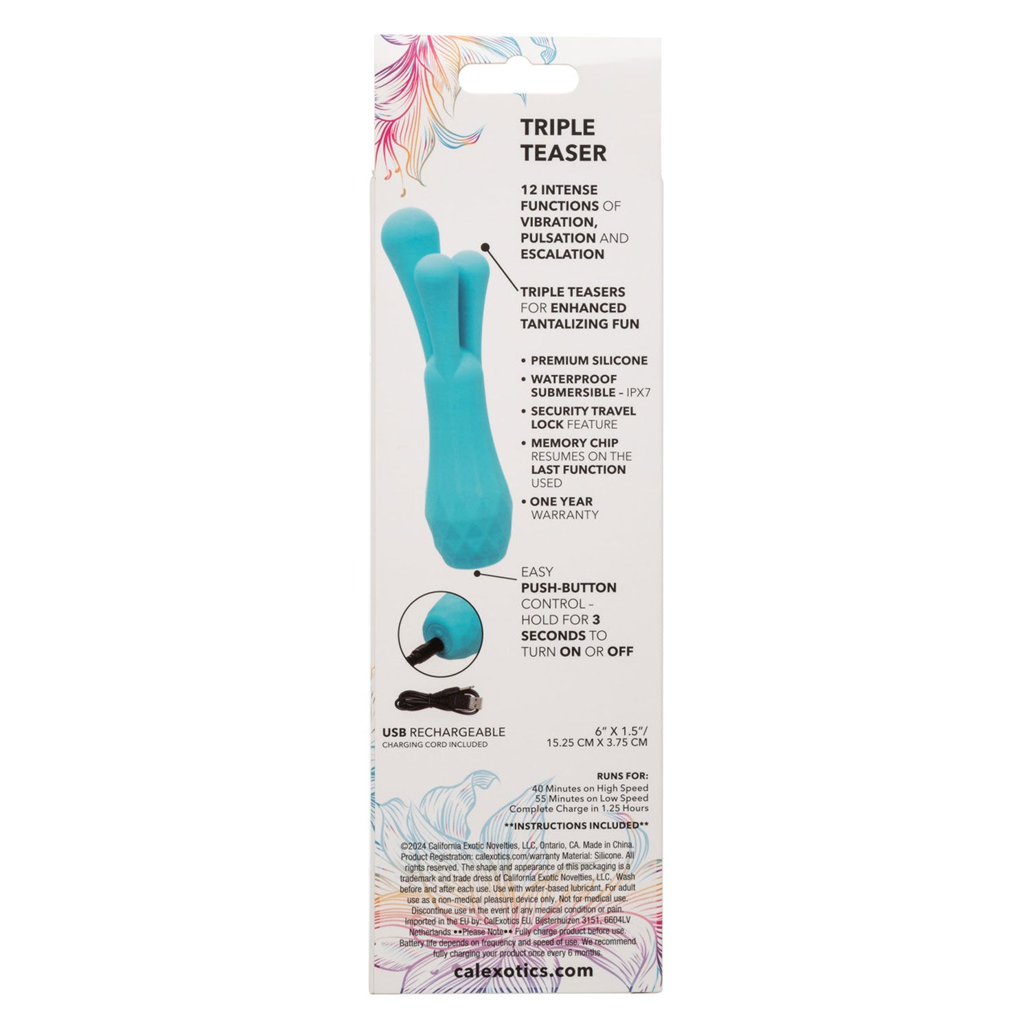 CalExotics Gia Triple Teaser Vibrator with 12 Functions – Blue