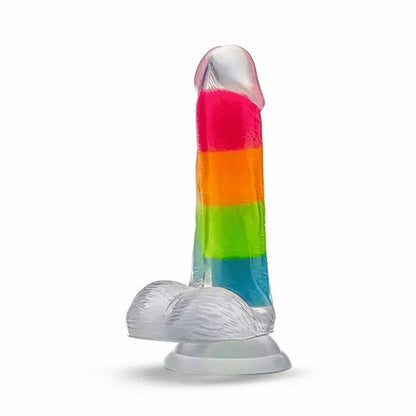 Blush Neo Elite Rainbow Rave Dual Density Dildo – Glow-in-the-Dark, Multicolored