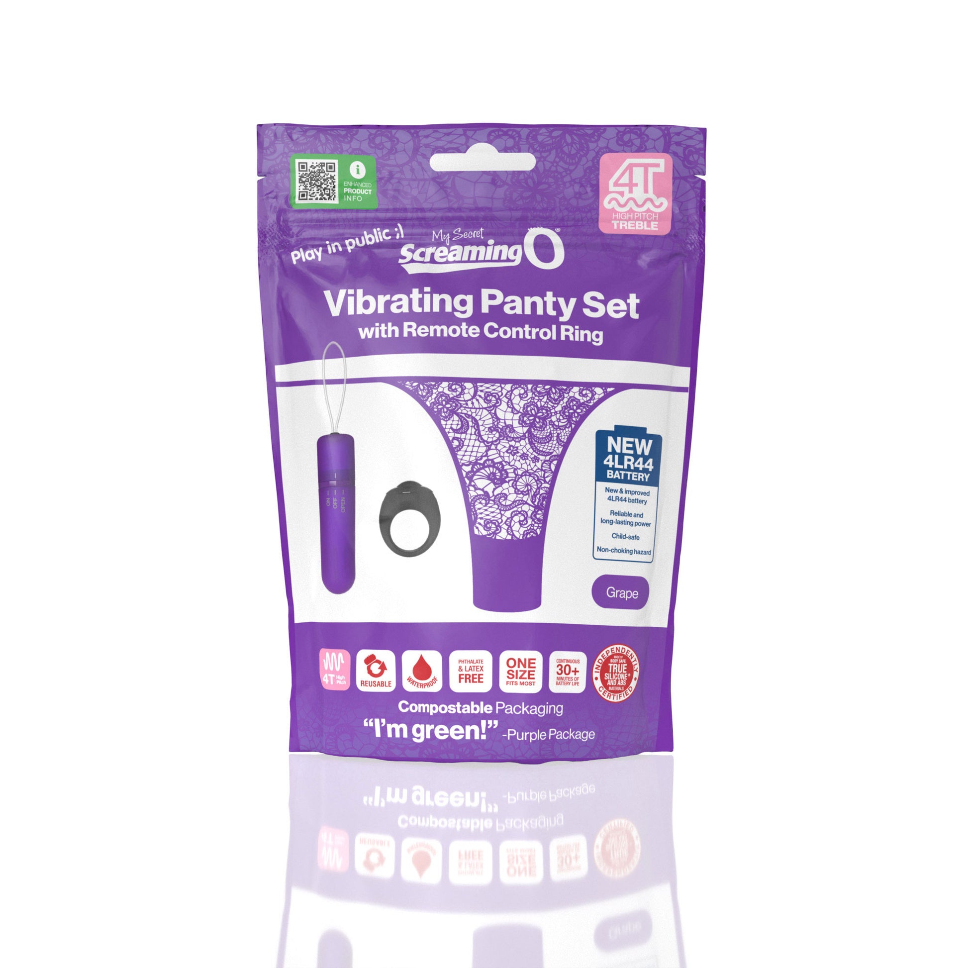 Screaming O 4T Vibrating Panty Set with Remote Control Ring - Purple
