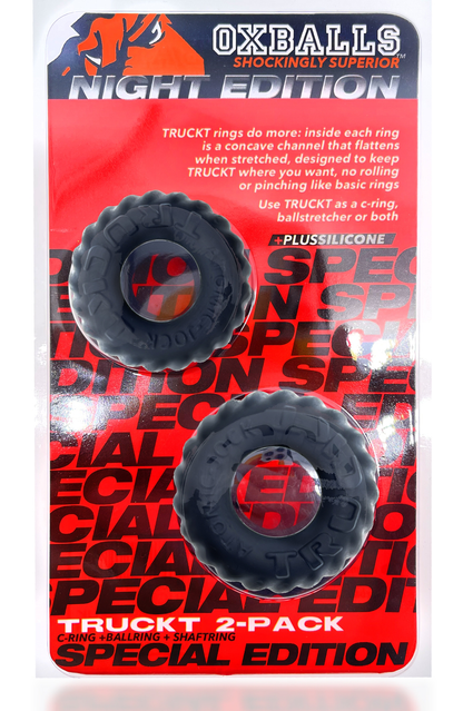 Oxballs TRUCKT 2 Piece Cockring Set - Night Black - Versatile Wear
