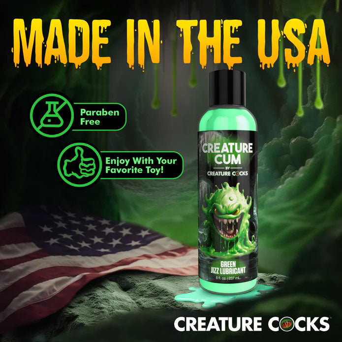 XR Brands Creature Cum Green Water-Based Lubricant 8oz – Body-Safe, Non-Staining