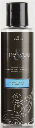 Sensuva Me and You Massage Oil – Vanilla Sugar and Sweet Pea – 4.2 Oz