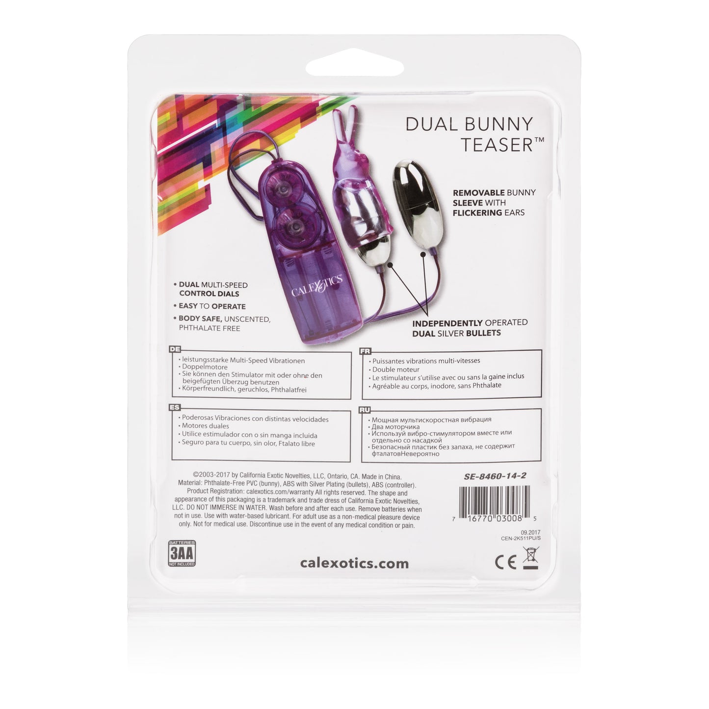 CalExotics Dual Bunny Teaser – Purple – Multi-Speed Bullet Vibrator