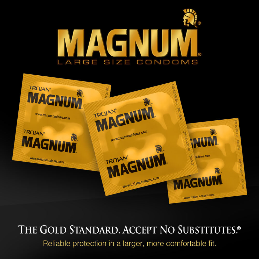 Trojan Magnum XL Condoms - Extra Large Size for Secure Fit - 3 Pack