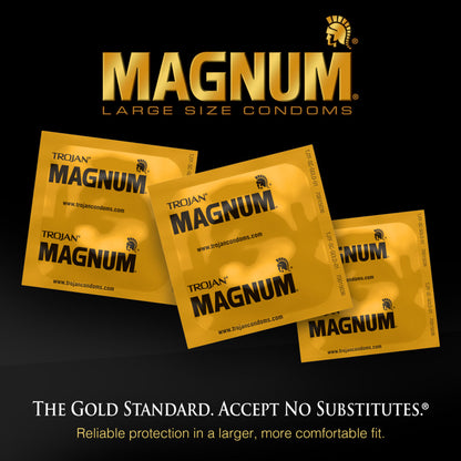 Trojan Magnum XL Condoms - Extra Large Size for Secure Fit - 3 Pack