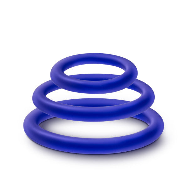 Blush Performance Vs4 Pure Premium Silicone Cockring Set – Indigo – 3 Sizes