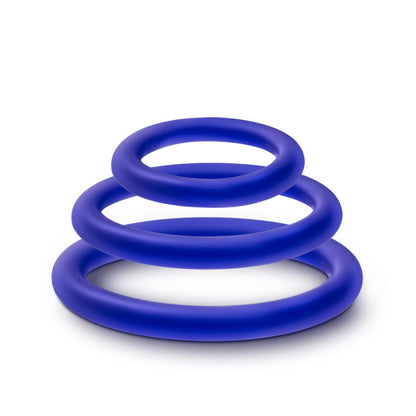 Blush Performance Vs4 Pure Premium Silicone Cockring Set – Indigo – 3 Sizes