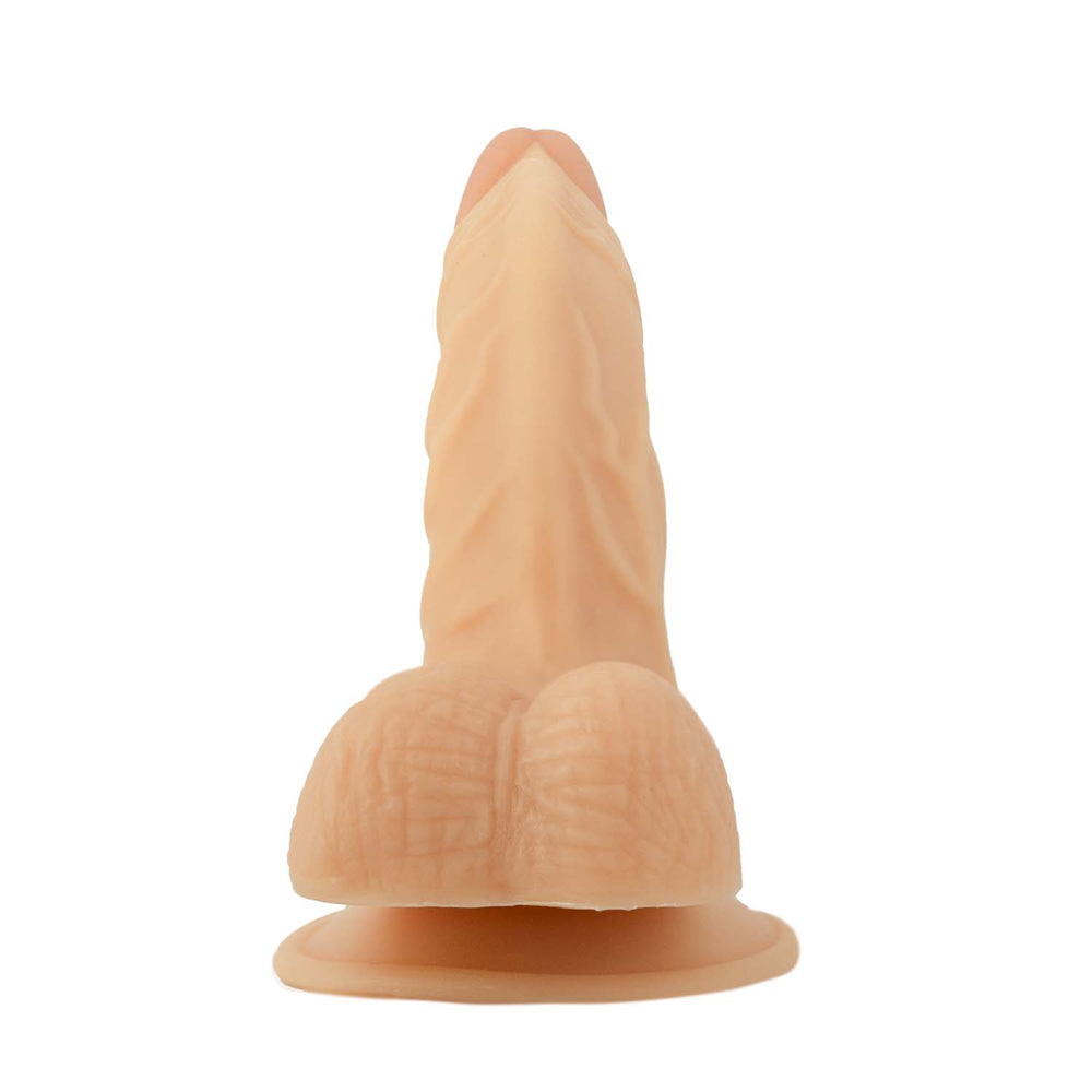 All American Whopper-Flesh Flexible Curved Dong with Suction Cup Base - Beige