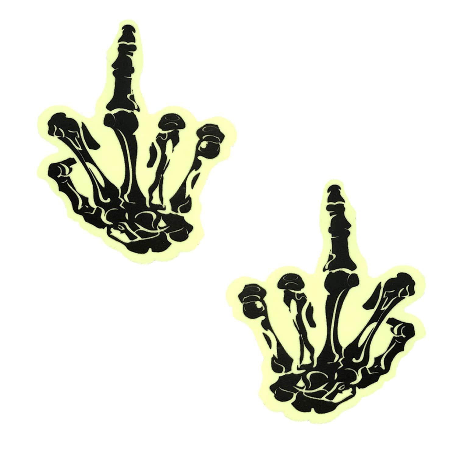 Neva Nude Glow in the Dark Skeleton Hand Nipple Cover Pasties – Black