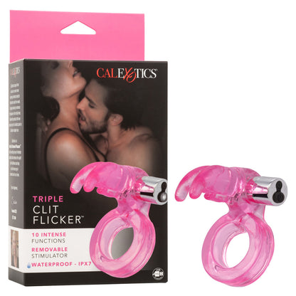 CalExotics Triple Clit Flicker Rechargeable Vibrator with Triple Action – Red