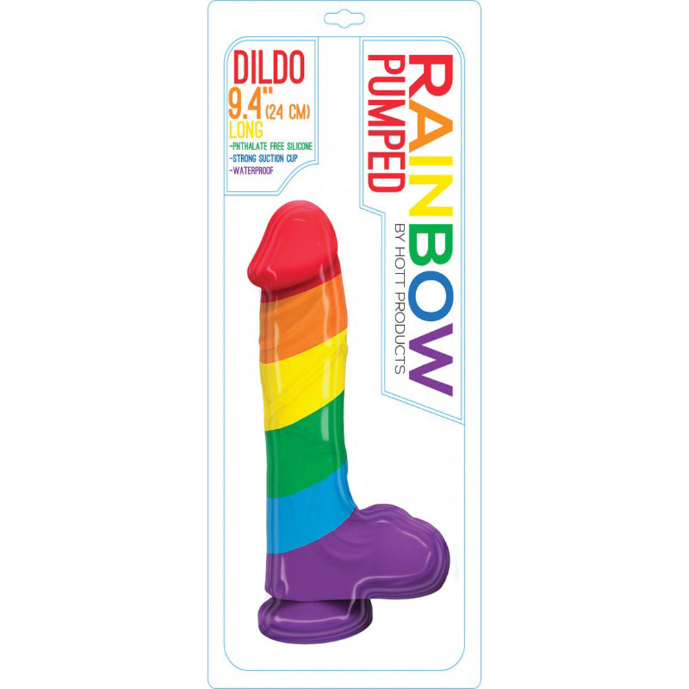 Pumped Rainbow Silicone Dildo – 9.4" Waterproof with Suction Cup