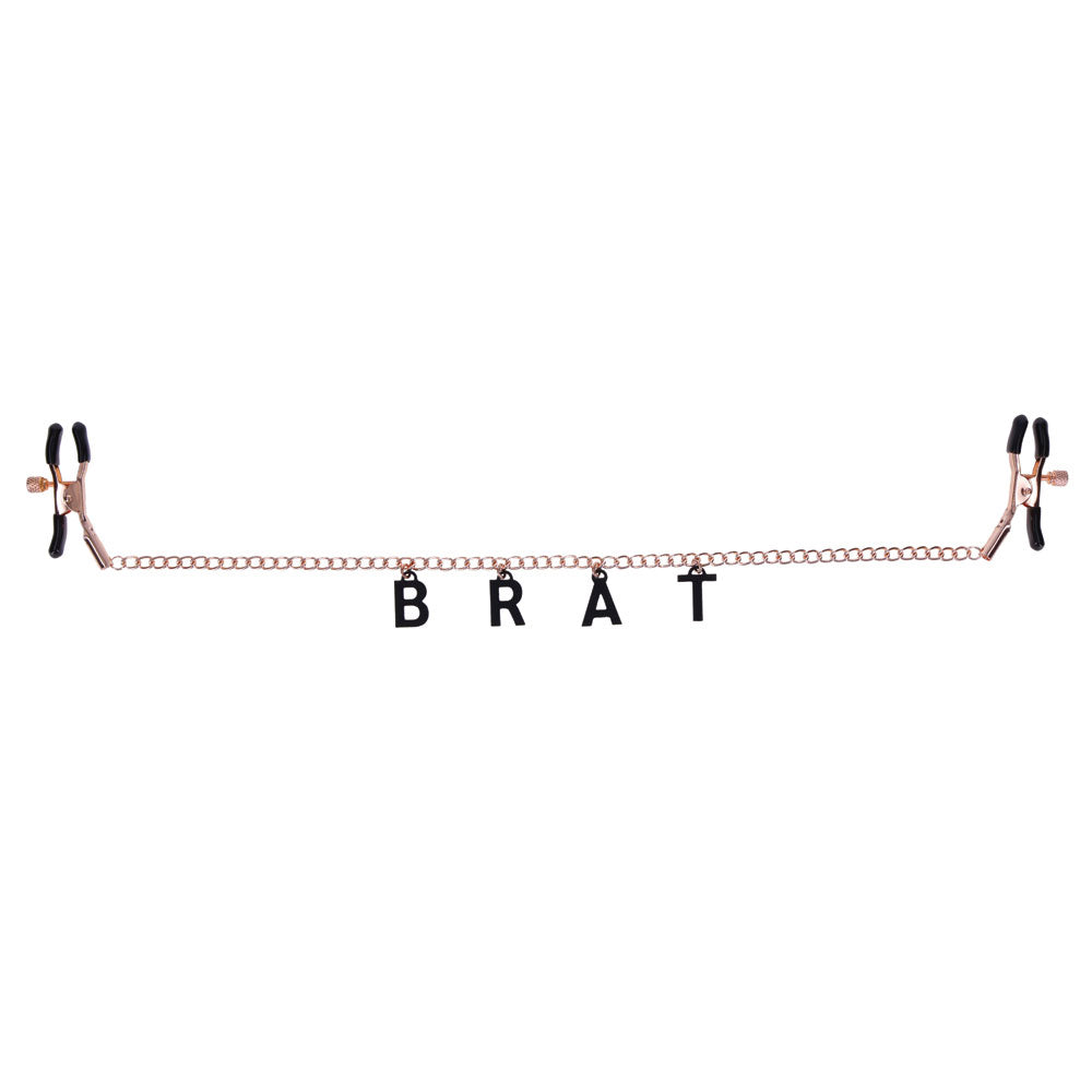 Brat Charmed Nipple Clamps - Rose Gold - Adjustable Tension with Charms
