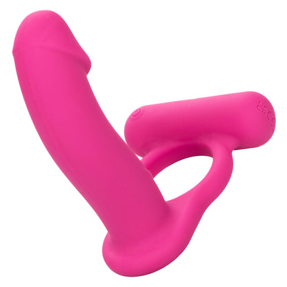 CalExotics Silicone Rechargeable Double Diver - Pink - Multi-Function Vibrating Cock Ring