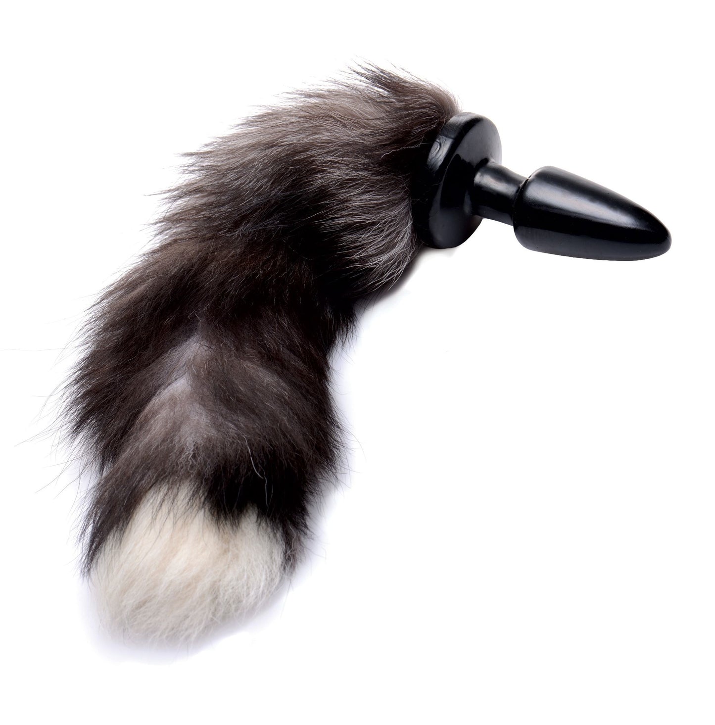 XR Brands Grey Fox Tail Anal Plug with Extra Fluffy Tail – Black