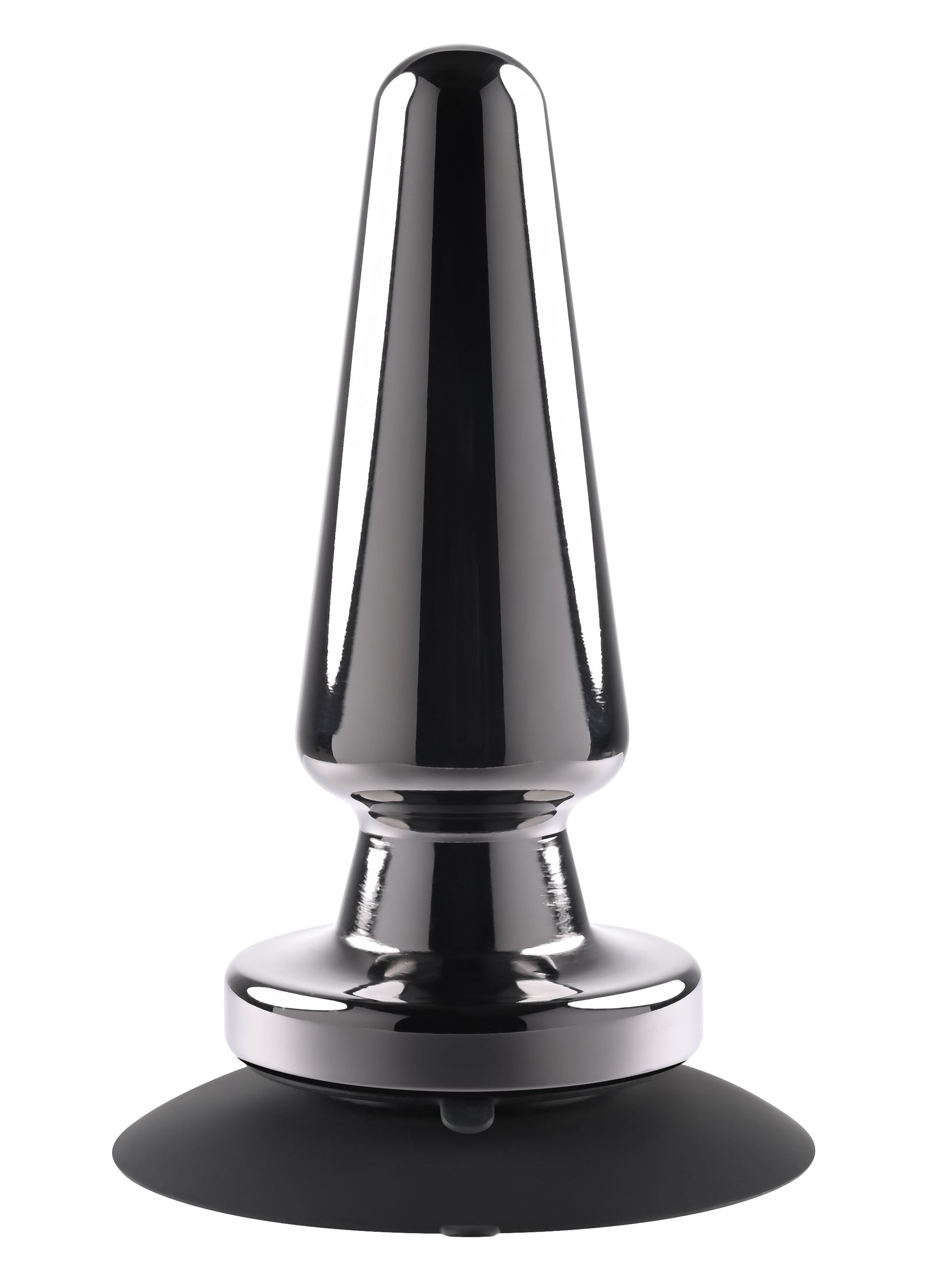 Evolved Novelties Advanced Metal Plug – Vibrating Plug with Suction Cup – Black Chrome