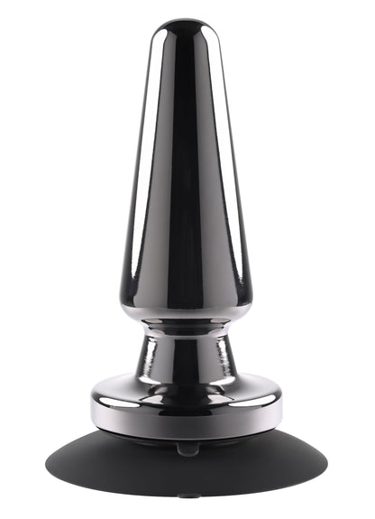 Evolved Novelties Advanced Metal Plug – Vibrating Plug with Suction Cup – Black Chrome