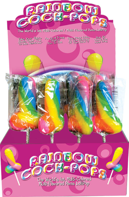 Hott Products Display Rainbow Cock-Pop Lollipops - Multi-Colored, 12 Pieces
