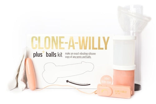 Clone-a-Willy Plus Balls Kit - Vibrating Silicone Penis and Balls Mold - Light Skin Tone