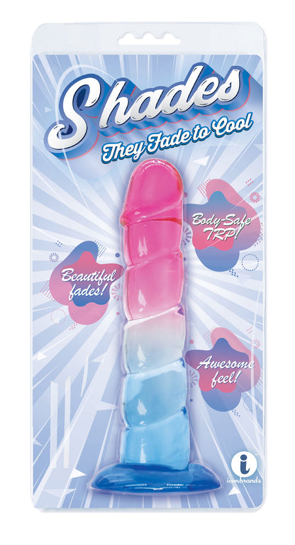Shades 7.5" Swirl Jelly TPR Gradient Dong - Pink and Blue