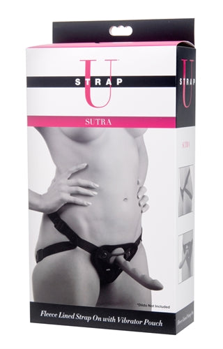 Strap U Sutra Fleece Lined Strap-On Harness with Bullet Pocket - Black