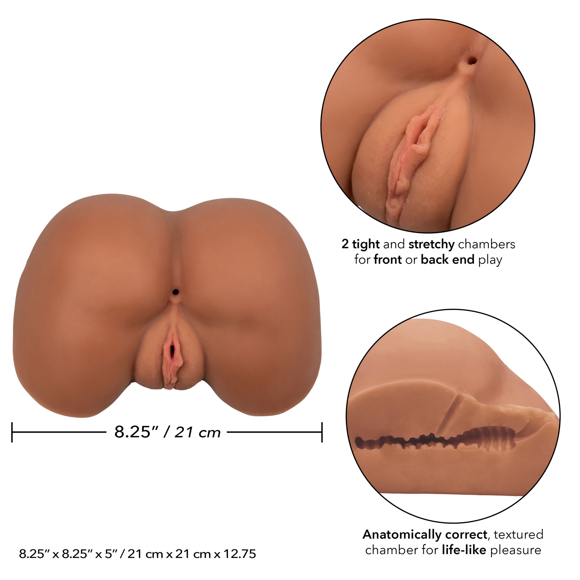 CalExotics Stroke It Life-Size Ass Stroker with Dual Chambers – Brown