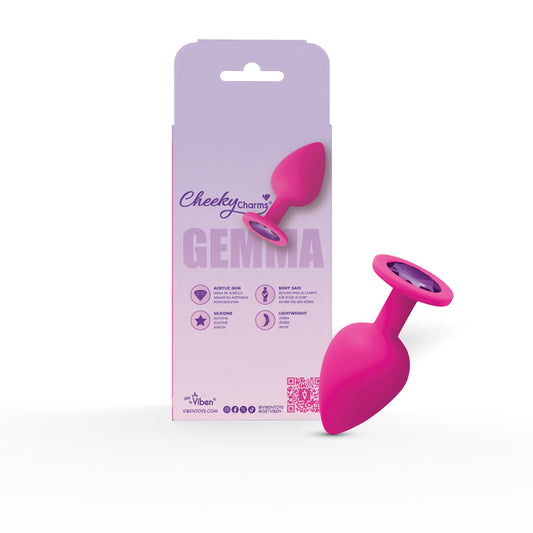 Gemma Purple Gem Pink Silicone Plug - Large - Tapered Teardrop Shaped with Flared Base