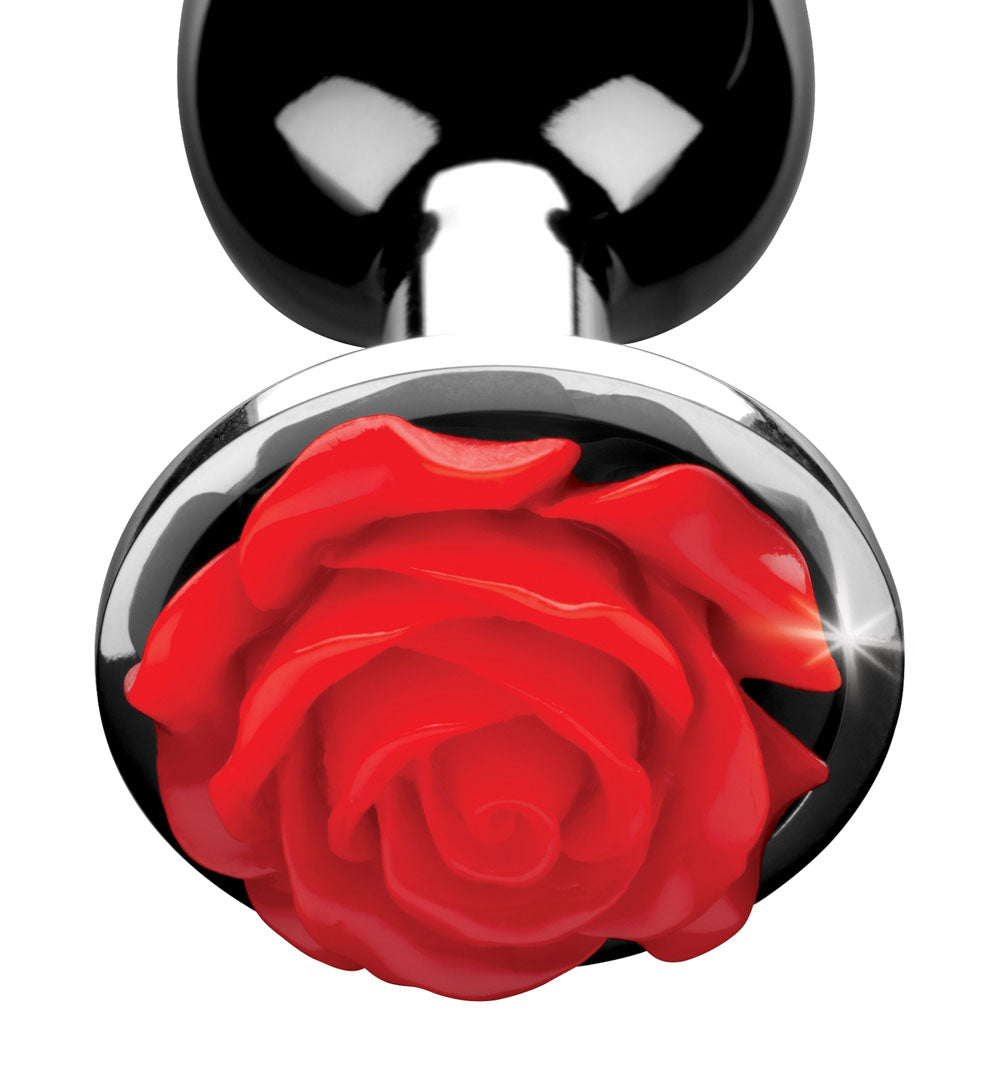 XR Brands Red Rose Anal Plug – Small – Nickel-Free Aluminum – 3 Inch Length