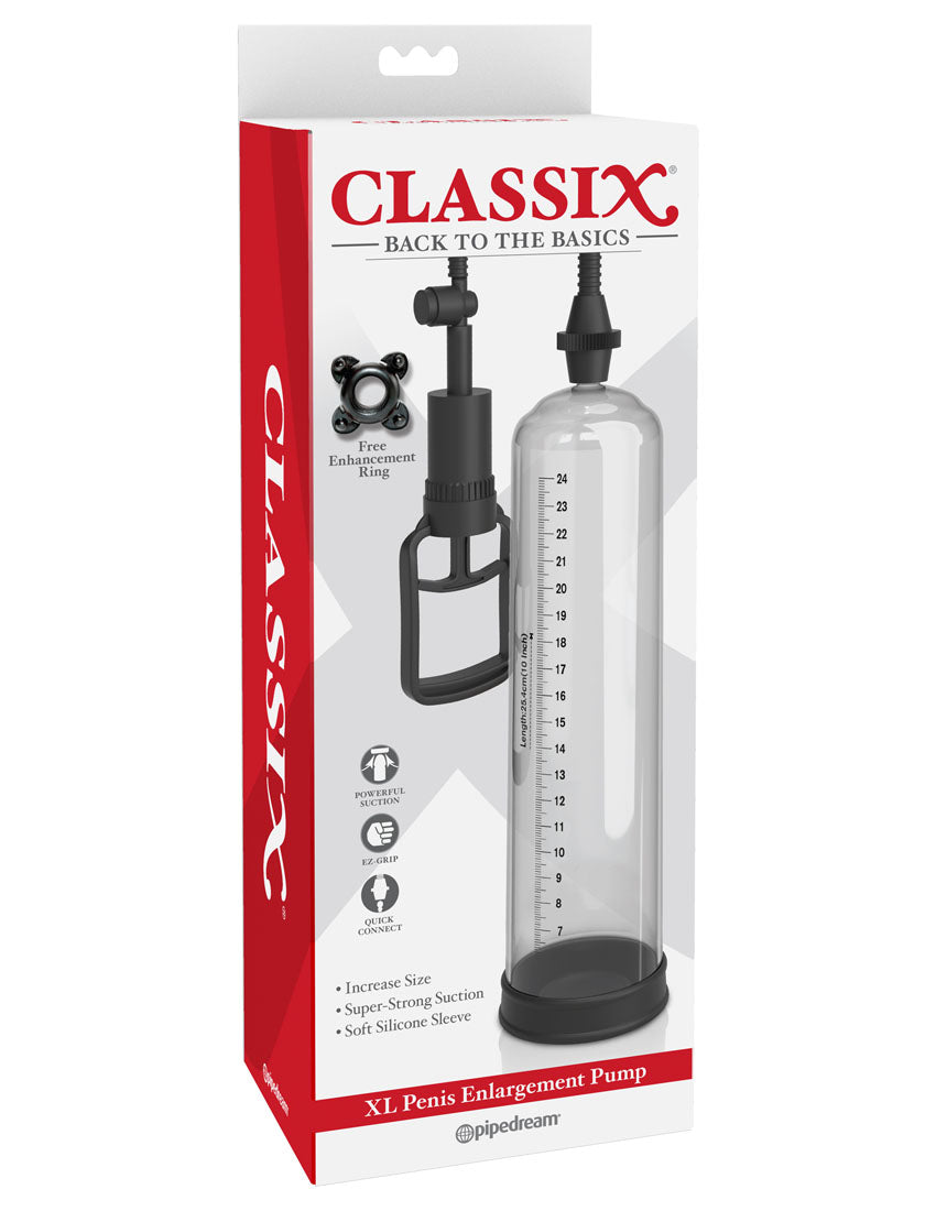 Pipedream Classix XL Penis Enlargement Pump with Suction – Clear