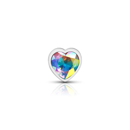 Cheeky Charms Medium Silver Metal Anal Plug with Clear Iridescent Gemstone