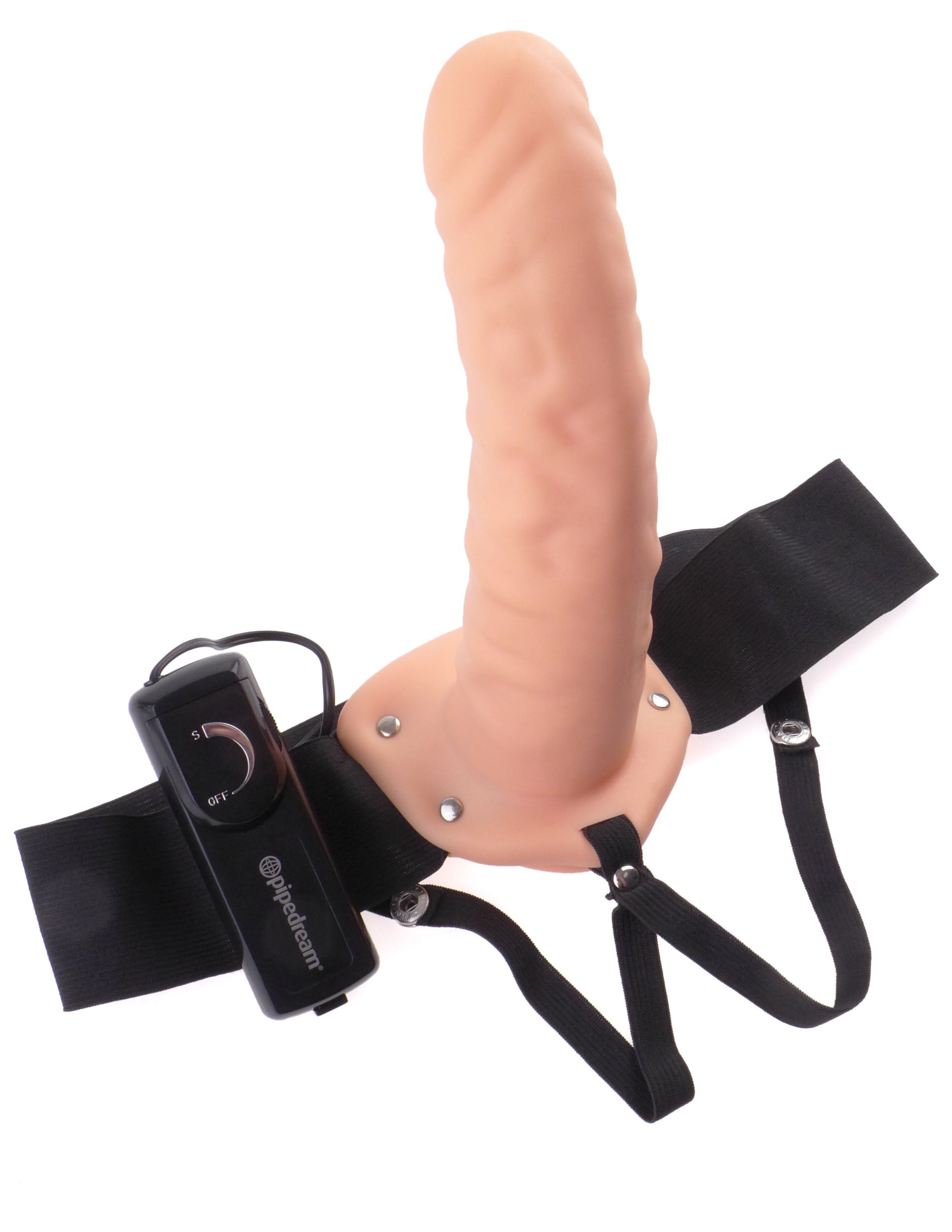 Pipedream Fetish Fantasy Series 8-Inch Vibrating Hollow Strap-On - Flesh
