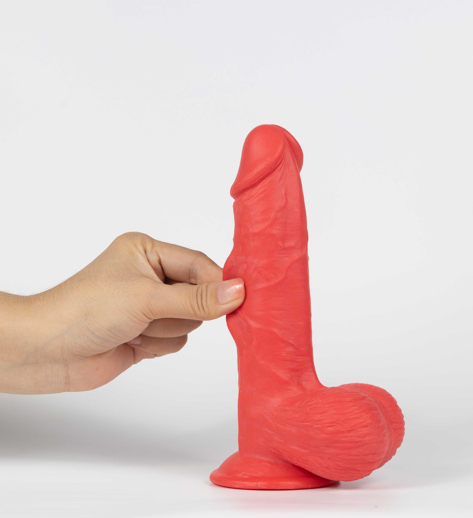 Real Skin Mr. Ruby 7.5" Dual Layer Dildo - Red - Realistic, Waterproof, Suction Cup