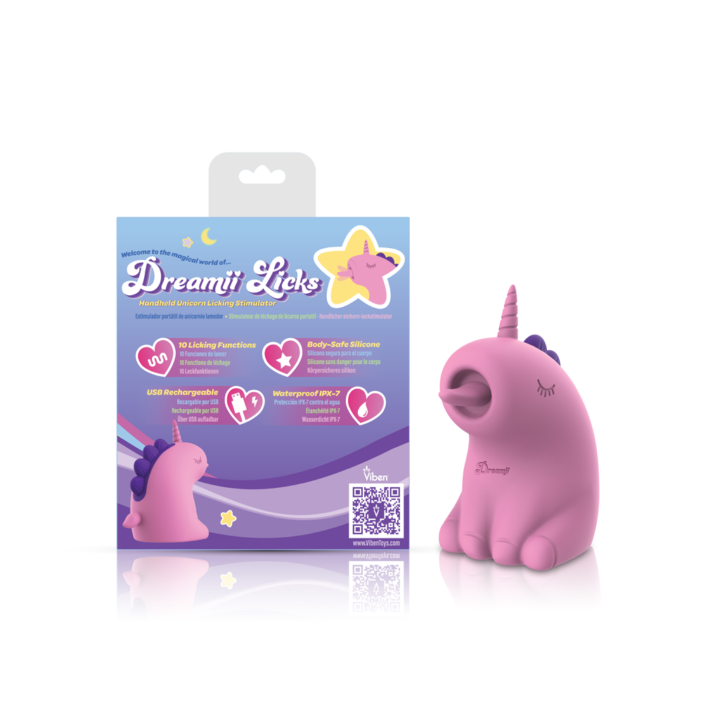Dreamii Licks Licking Unicorn Stimulator - Multi-Speed Handheld Vibrator - Mystical Pink