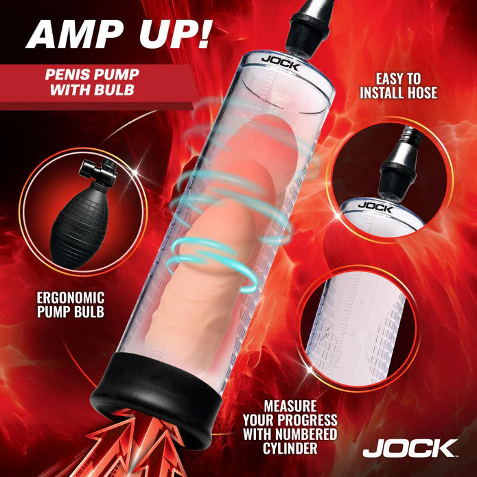 Curve Toys Amp Up Penis Pump - Clear - Graduated Cylinder for Measurement