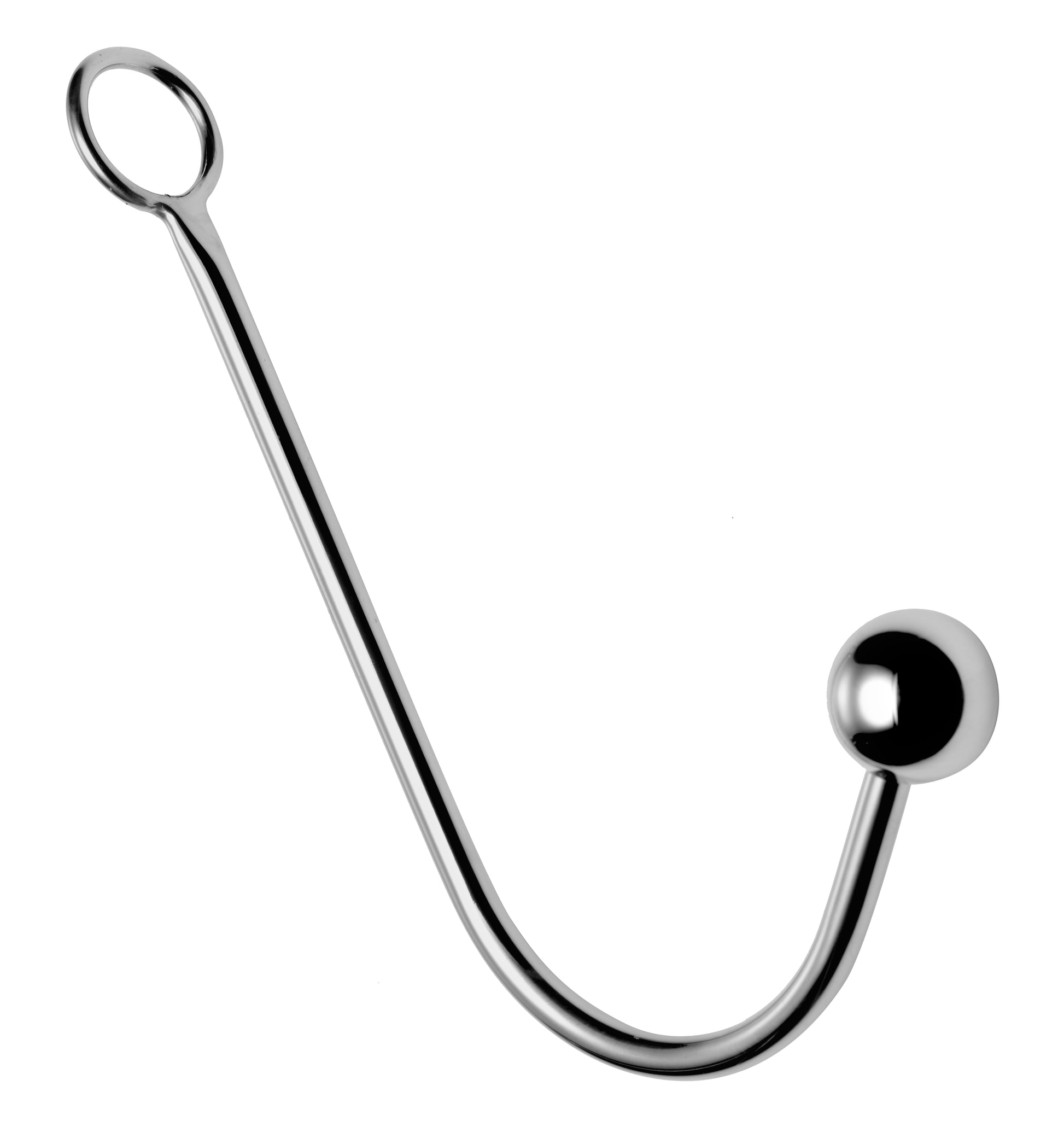 XR Brands Hooked Stainless Steel Anal Hook with 5" Insertable Length – Silver