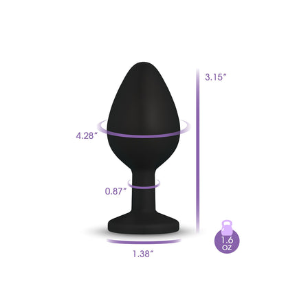 Gemma Pink Gem Black Silicone Anal Plug - Medium - Tapered Design
