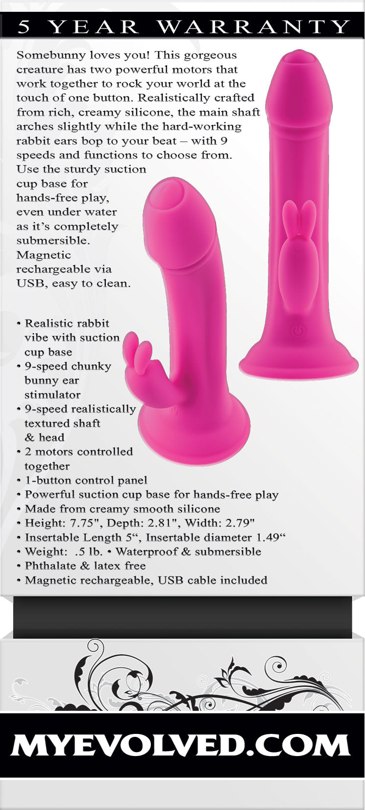 Evolved Novelties Somebunny to Love Rabbit Vibrator with 9 Speeds – Pink