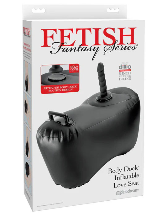 Pipedream Body Dock Inflatable Love Ball - Black - Ergonomic Design with Dildo