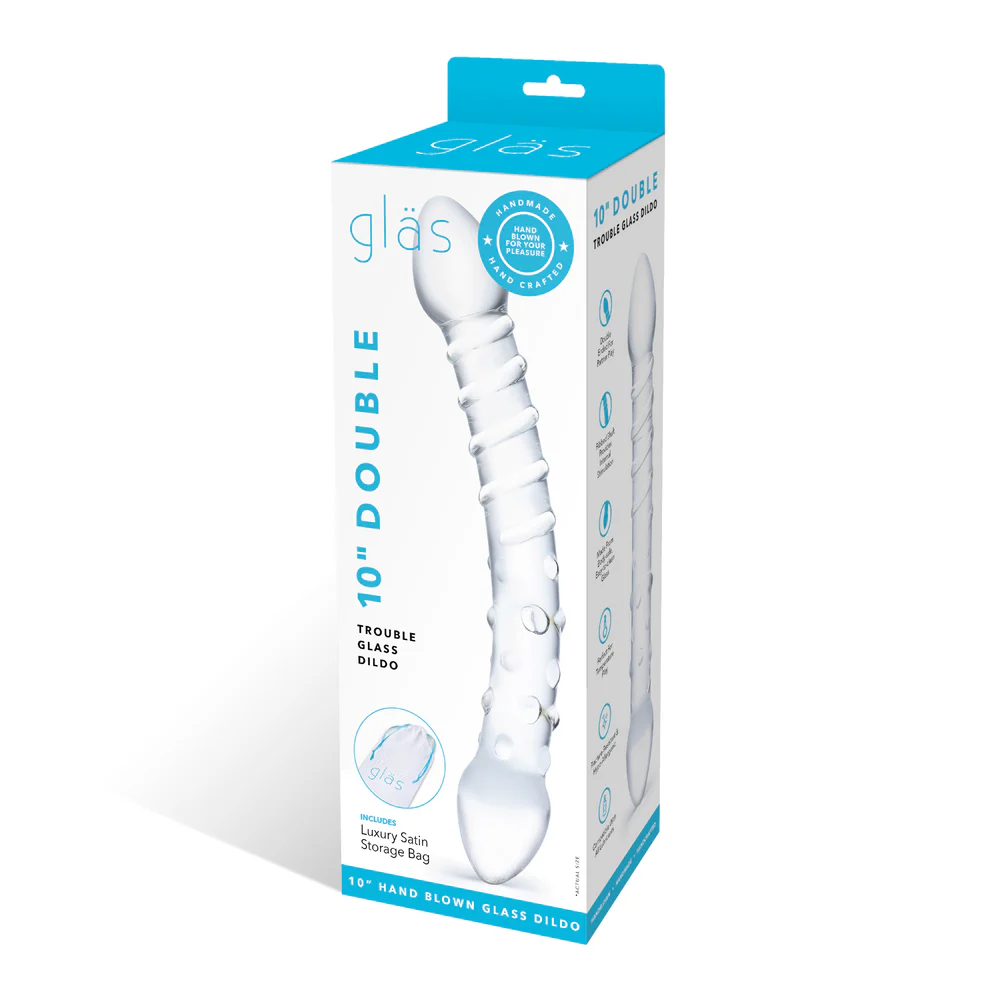 Electric Novelties Double Trouble Glass Dildo – Clear – Dual-Ended for G-spot and P-spot Stimulation